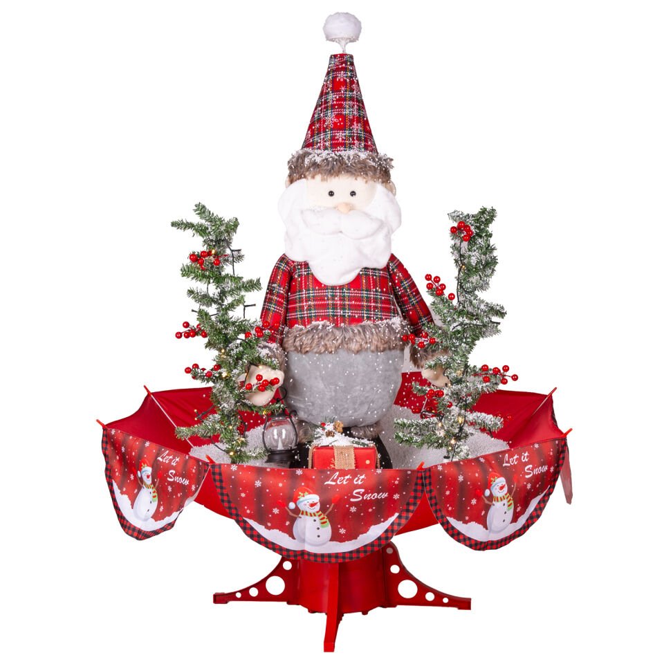 Yılbaşı Kar Fıskiyeli Noel Baba - Işıklı, Müzikli, 95x120 cm