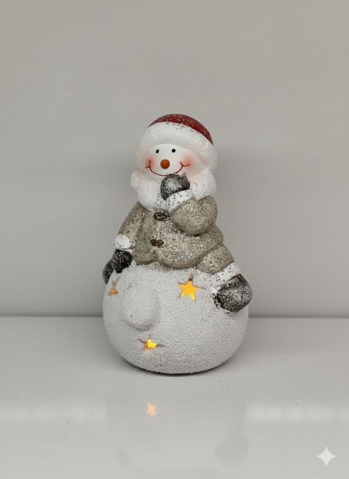 Biblo, Kardan Adam, Gümüş Simli Ceketli - Işıklı, Işıklı ve Yıldız Delikli Tasarım