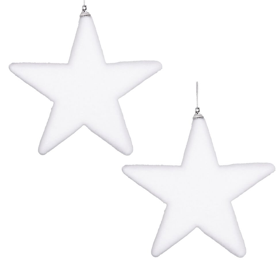 Yılbaşı Süsü, Yıldız, Beyaz - 2'li Set, 19 cm
