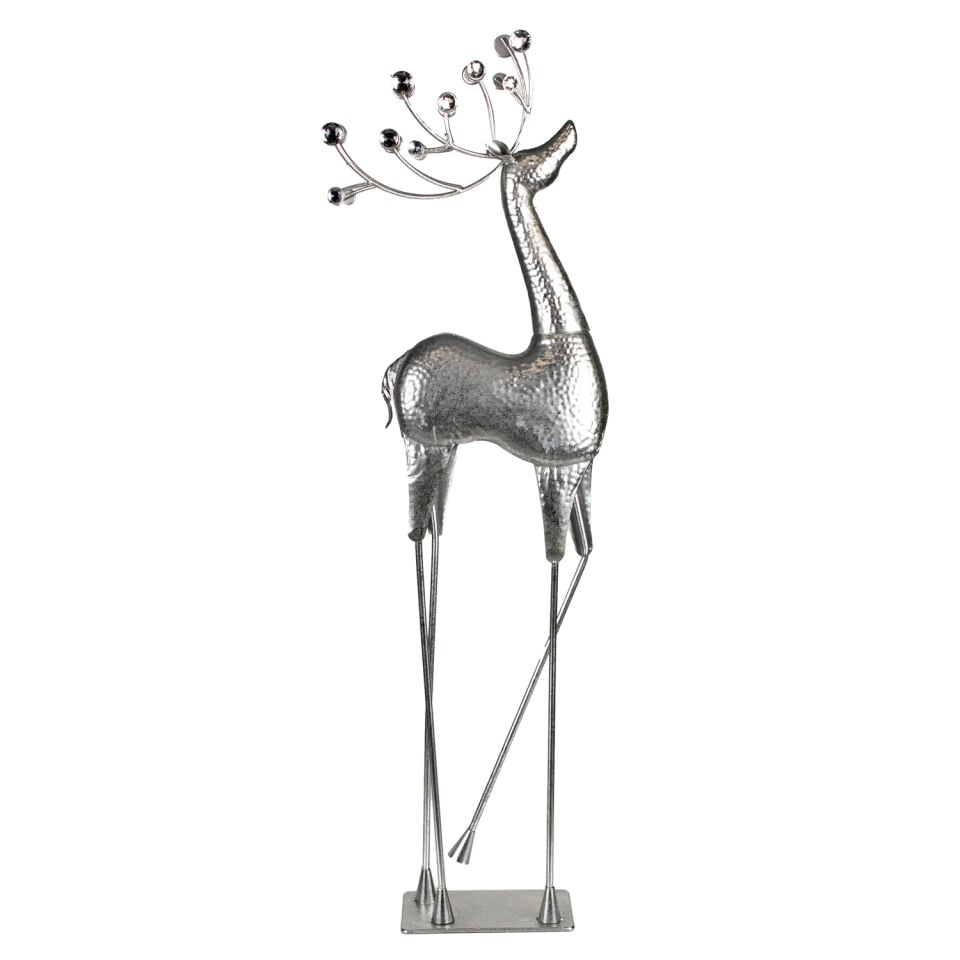 Dekoratif Metal Geyik Gümüş 32x125 Cm.