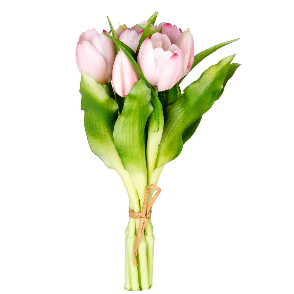 Yapay Çiçek, Lale Demet, Islak Dokulu, Pembe - 26 cm