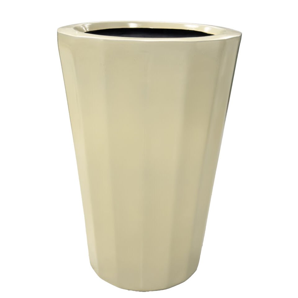 Fiber Saksı, Köşeli Konik, Büyük, Krem - 51x35 cm