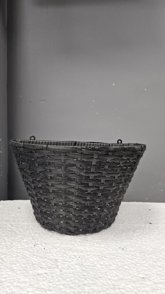 Duvar Sepeti, Rattan, Siyah - 18x18x30 cm