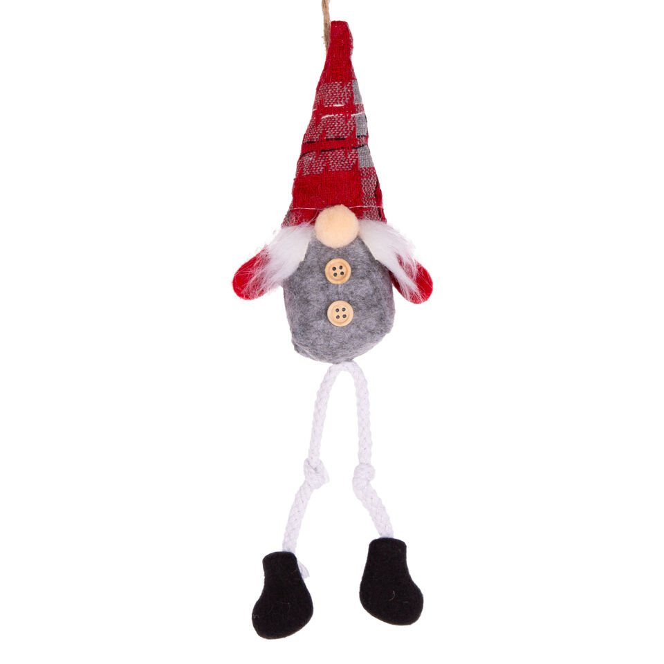 Yılbaşı Süsü, Noel Baba Figürü, Gri-Kırmızı - 6x5x30 cm