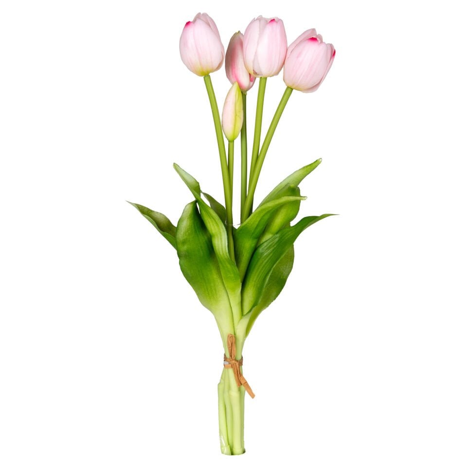 Yapay Çiçek, Lale Demet, Islak Dokulu, Pembe - 40 cm