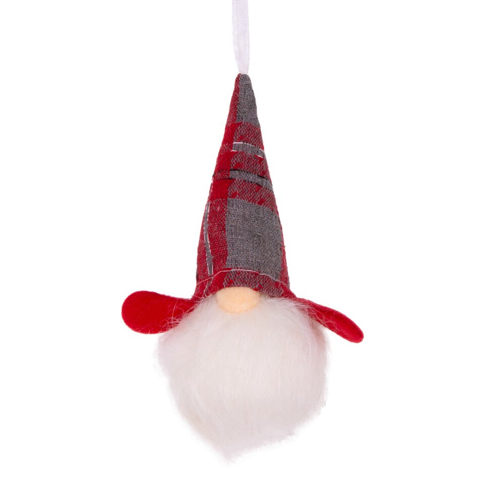 Yılbaşı Süsü, Noel Baba Figürü, Işıklı, Kısa Kollu, Kırmızı-Gri - 7x17 cm