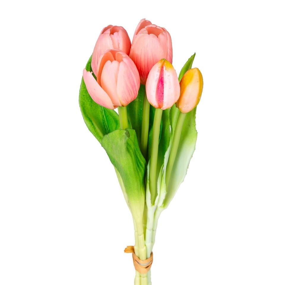 Yapay Lale Demet, Pembe - 3 Çiçek, 2 Tomurcuklu, 33 cm