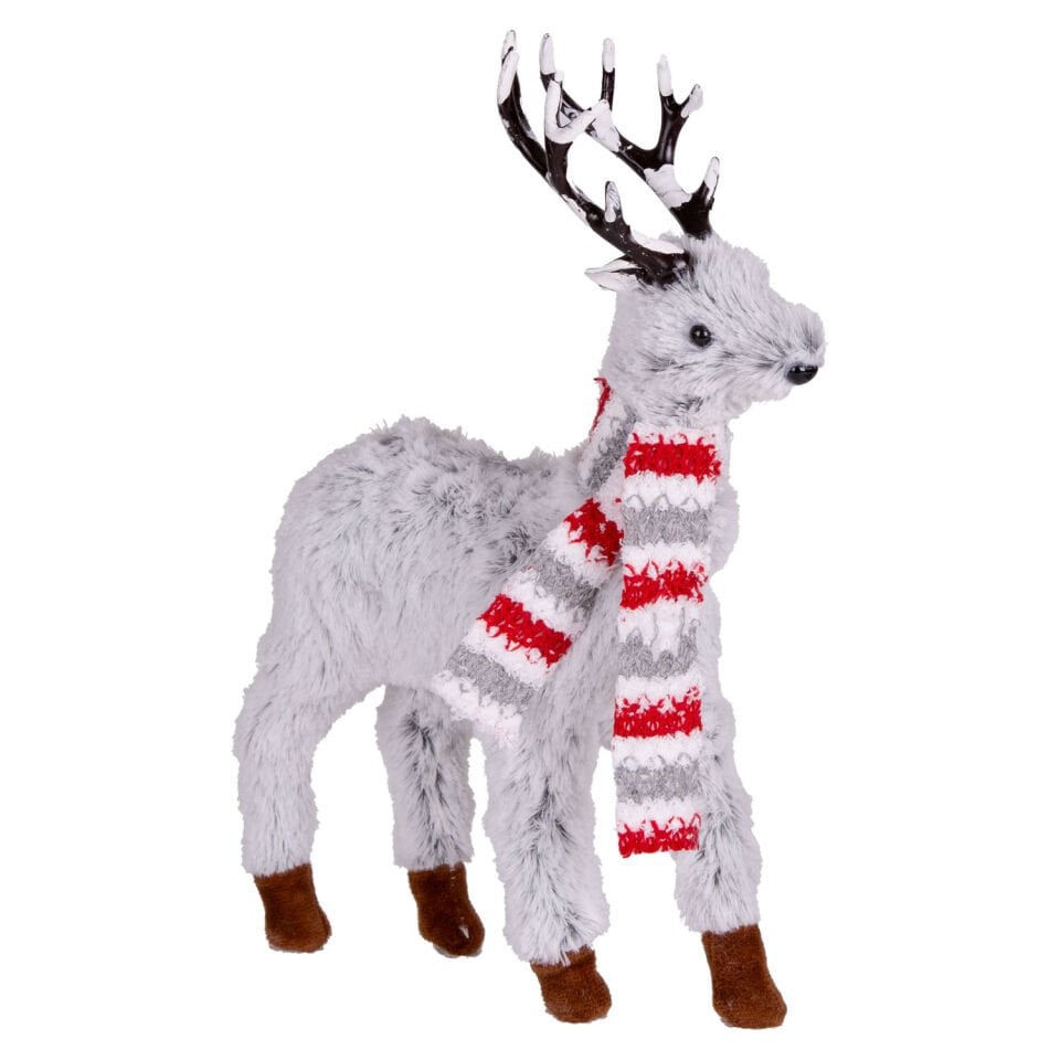 Yılbaşı Süsü, Atkılı Geyik, Gri - 20x30 cm