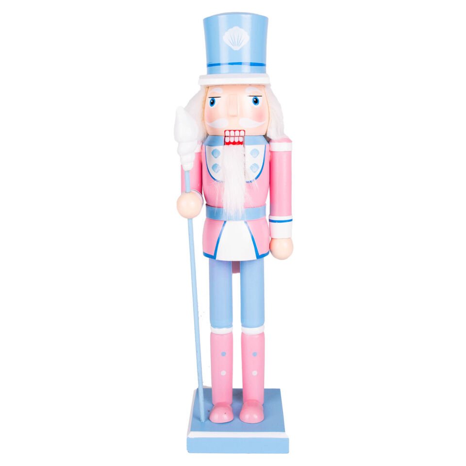 Yılbaşı Süsü, Kurşun Asker Fındıkkıran, Mavi Şapkalı, Mavi-Pembe - 37 cm