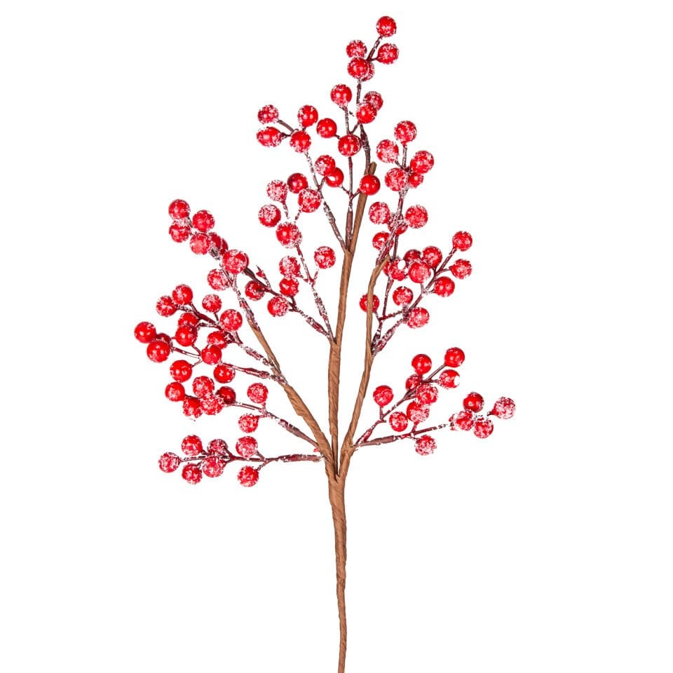 Yılbaşı Süsü, Pike Berry Kokina, Kırmızı - Karlı, 46 cm