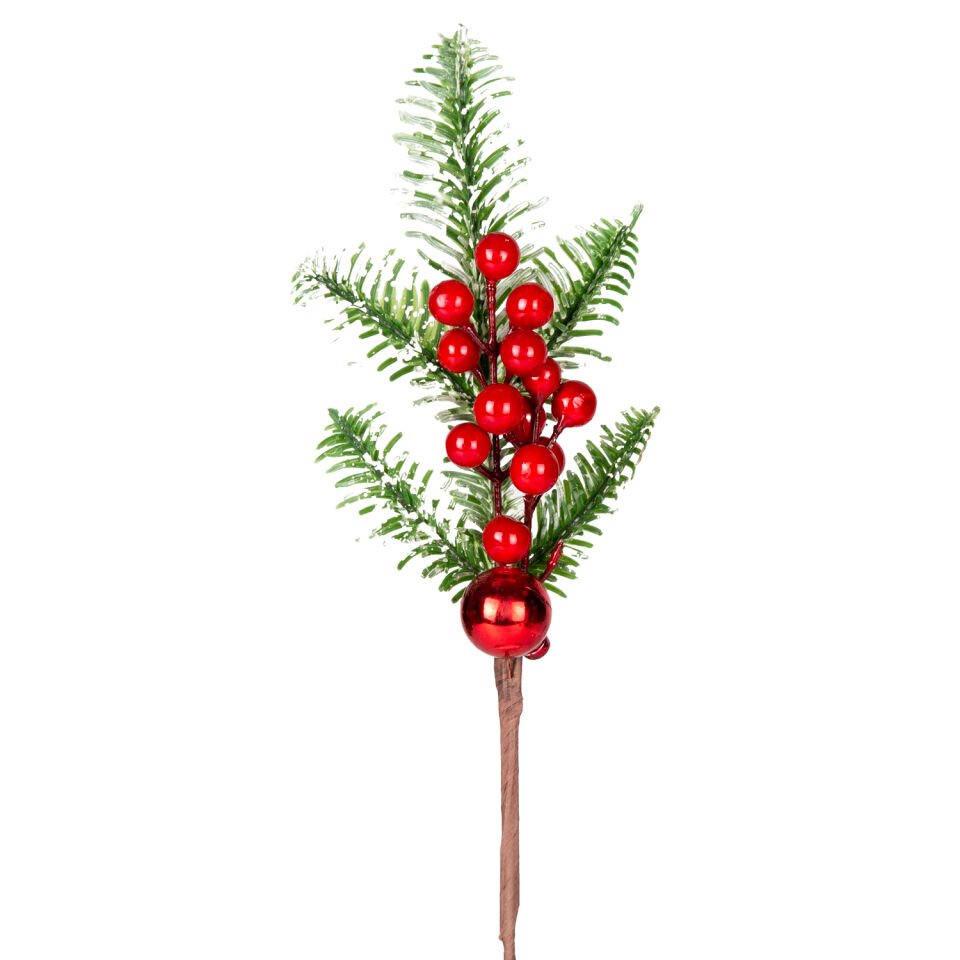 Yılbaşı Süsü, Pike Berry, Kırmızı-Yeşil - Toplu, 30 cm