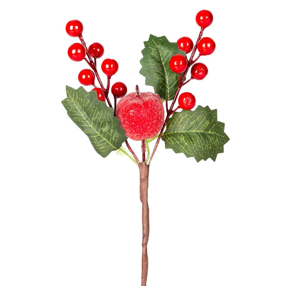 Yılbaşı Süsü, Pike Berry, Kırmızı - Narlı, 23 cm