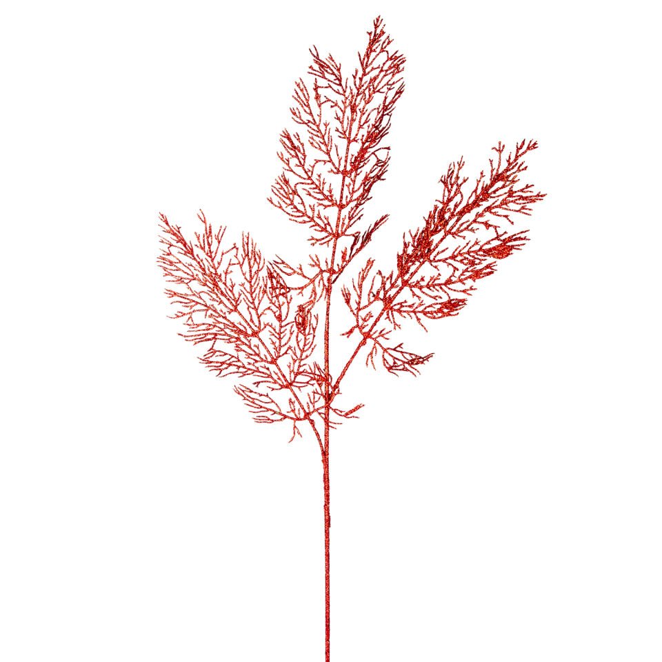 Yapay Dal, Simli, Kırmızı - 76 cm