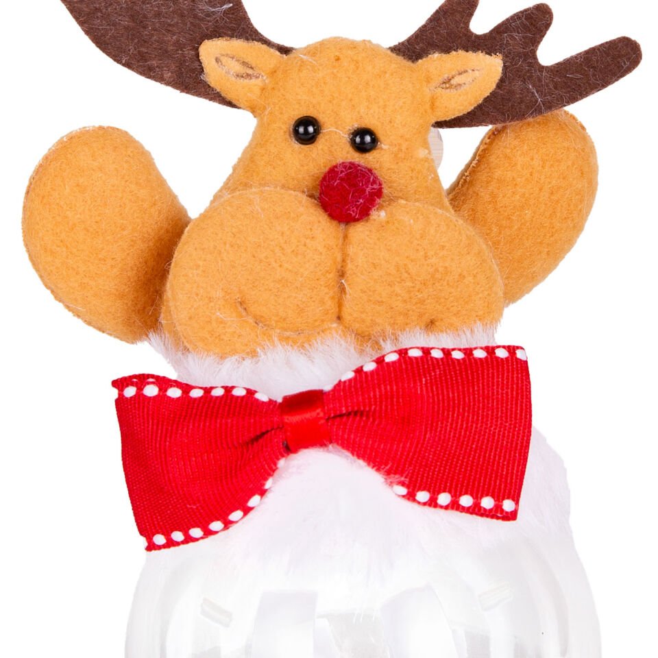 Yılbaşı Kutusu, Geyik Figürlü Kapaklı, Şeffaf, Kahverengi - 9x14 cm