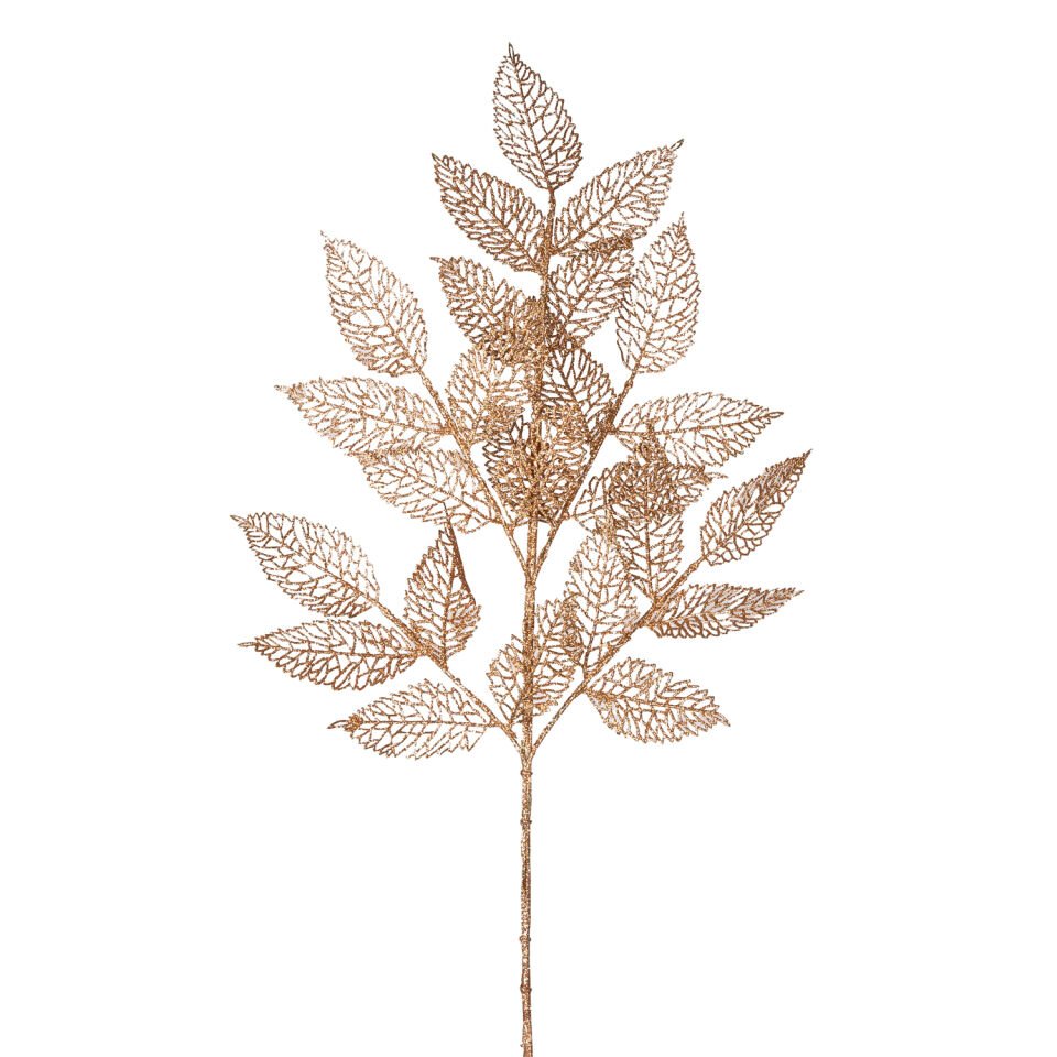 Yapay Yaprak Dal, Simli, Gold - 90 cm