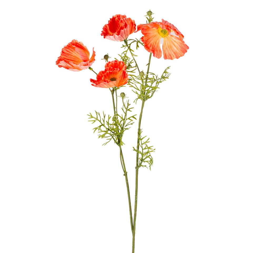 Yapay Çiçek, Gelincik, Turuncu - 70 cm