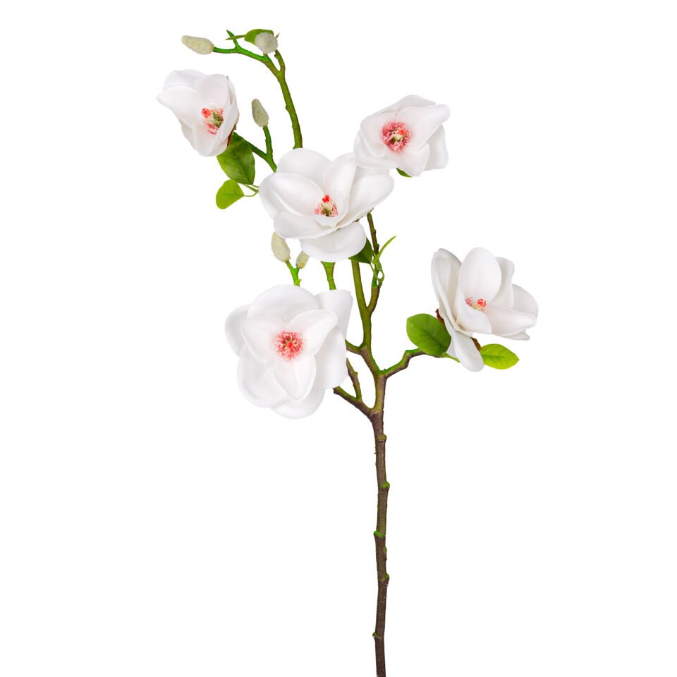 Yapay Manolya Dalı, Beyaz - 75 cm