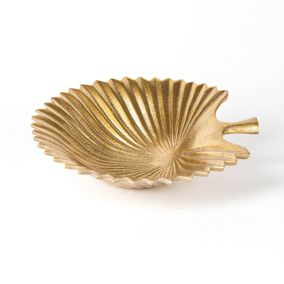 Metal Kase, Yaprak, Gold - 29x6x28 cm
