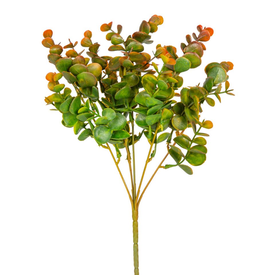 Yapay Çiçek, Okaliptus, Turuncu-Yeşil - 30 cm