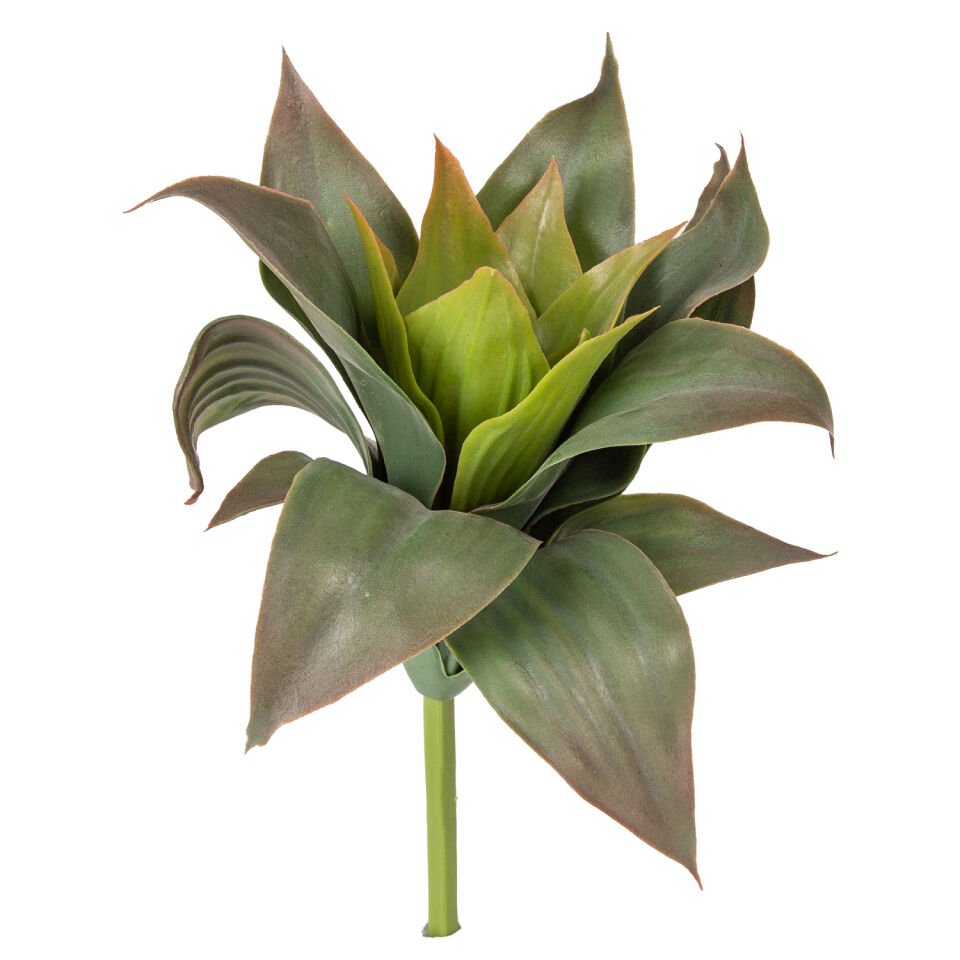 Yapay Kaktüs Sukulent, Agave, Yeşil-Kızıl - 28 cm