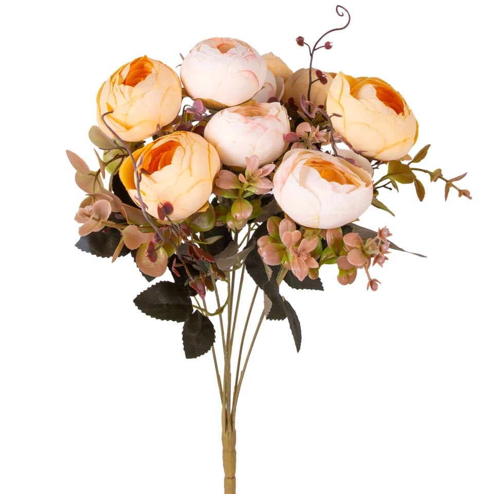 Yapay Çiçek, Şakayık Demet, Somon-Pembe - 9 Dal, 42 cm