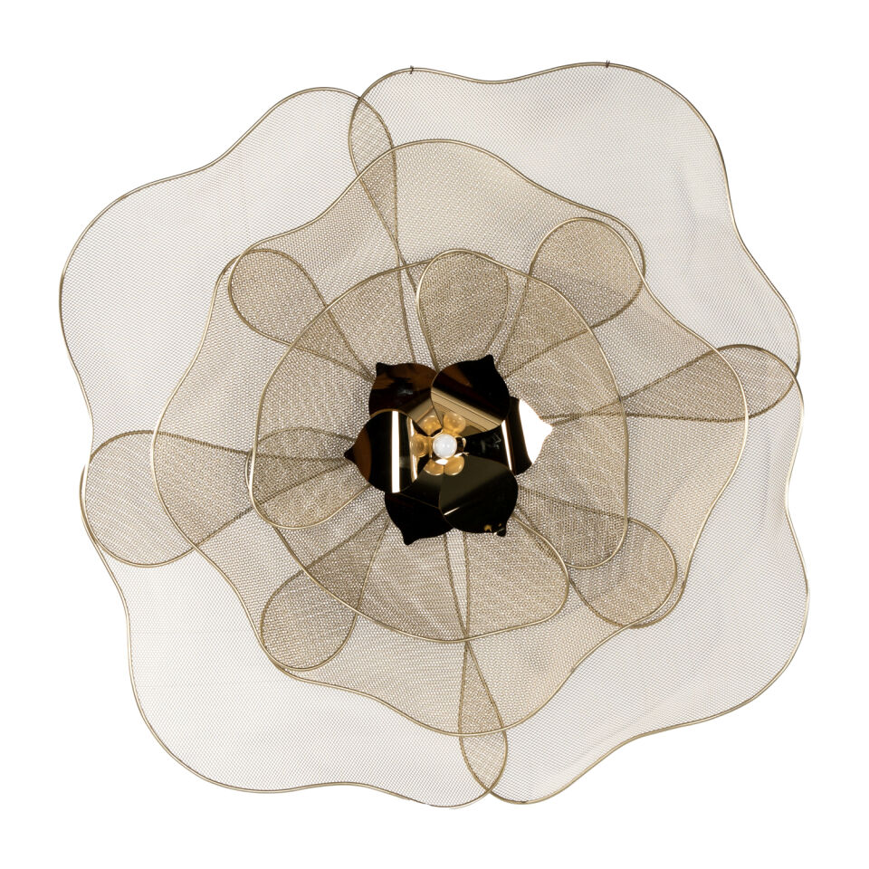 Metal Duvar Panosu Çiçek Tasarımlı Gold 70,5×71,5 Cm.