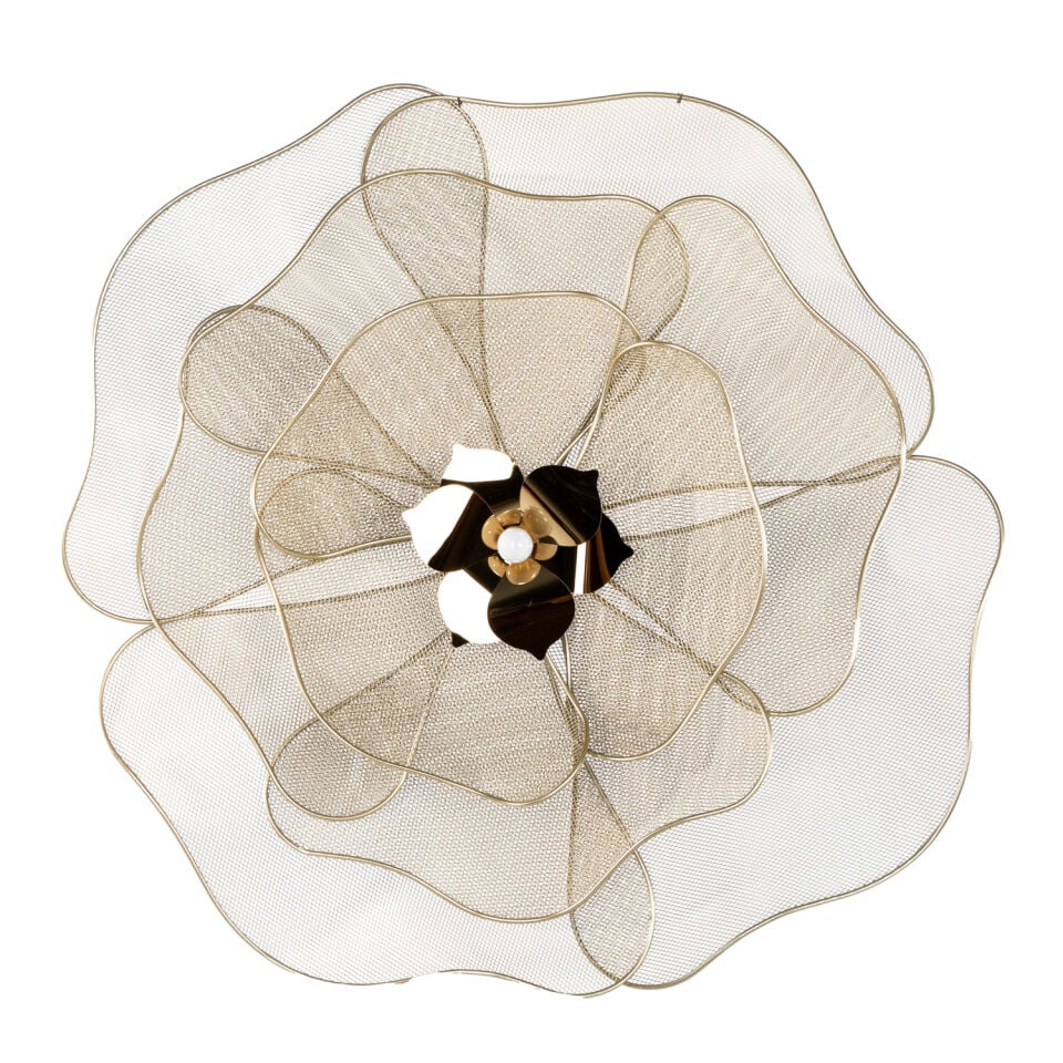 Metal Duvar Panosu Çiçek Tasarımlı Gold 61,5×61,5 Cm.