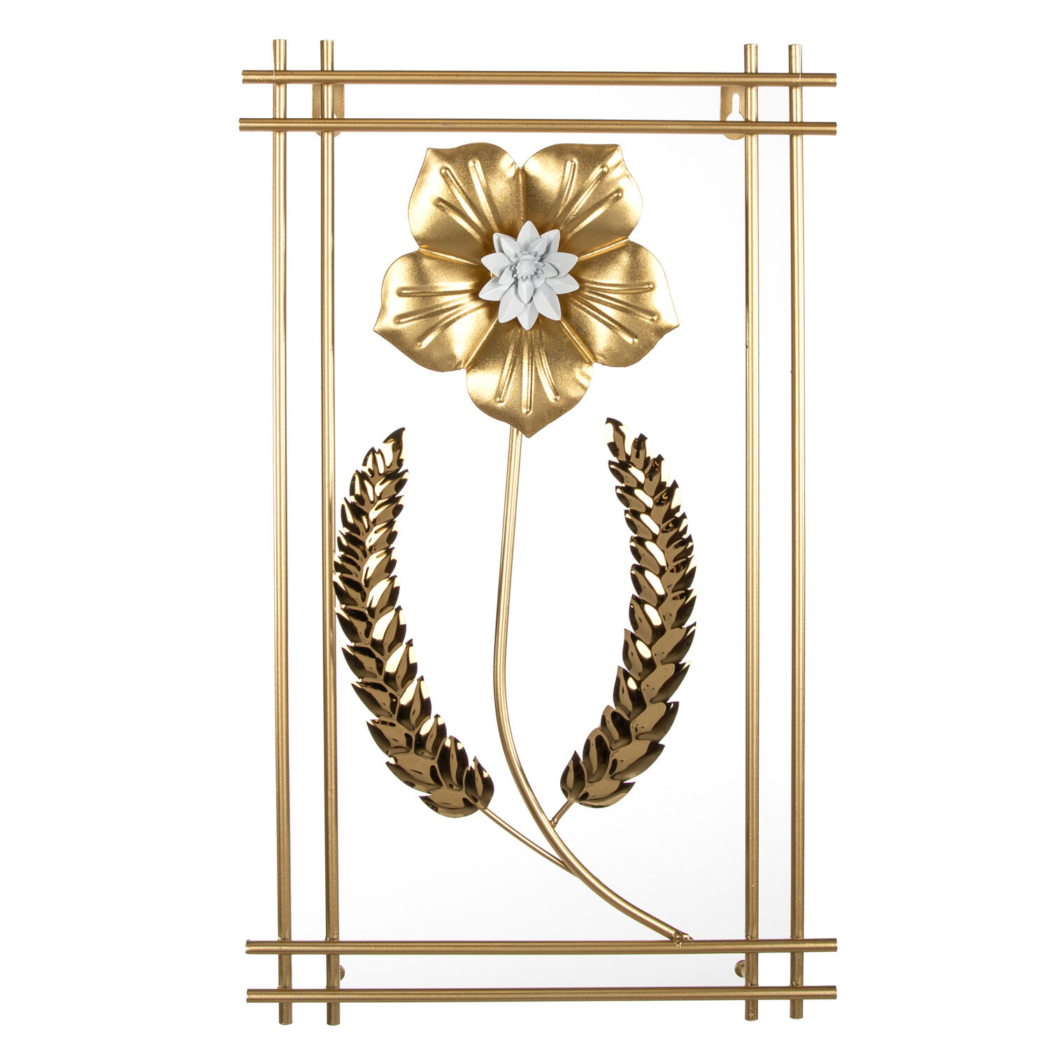 Metal Tablo Çiçek Desenli 3 Boyutlu Modern Gold 30x50 Cm.