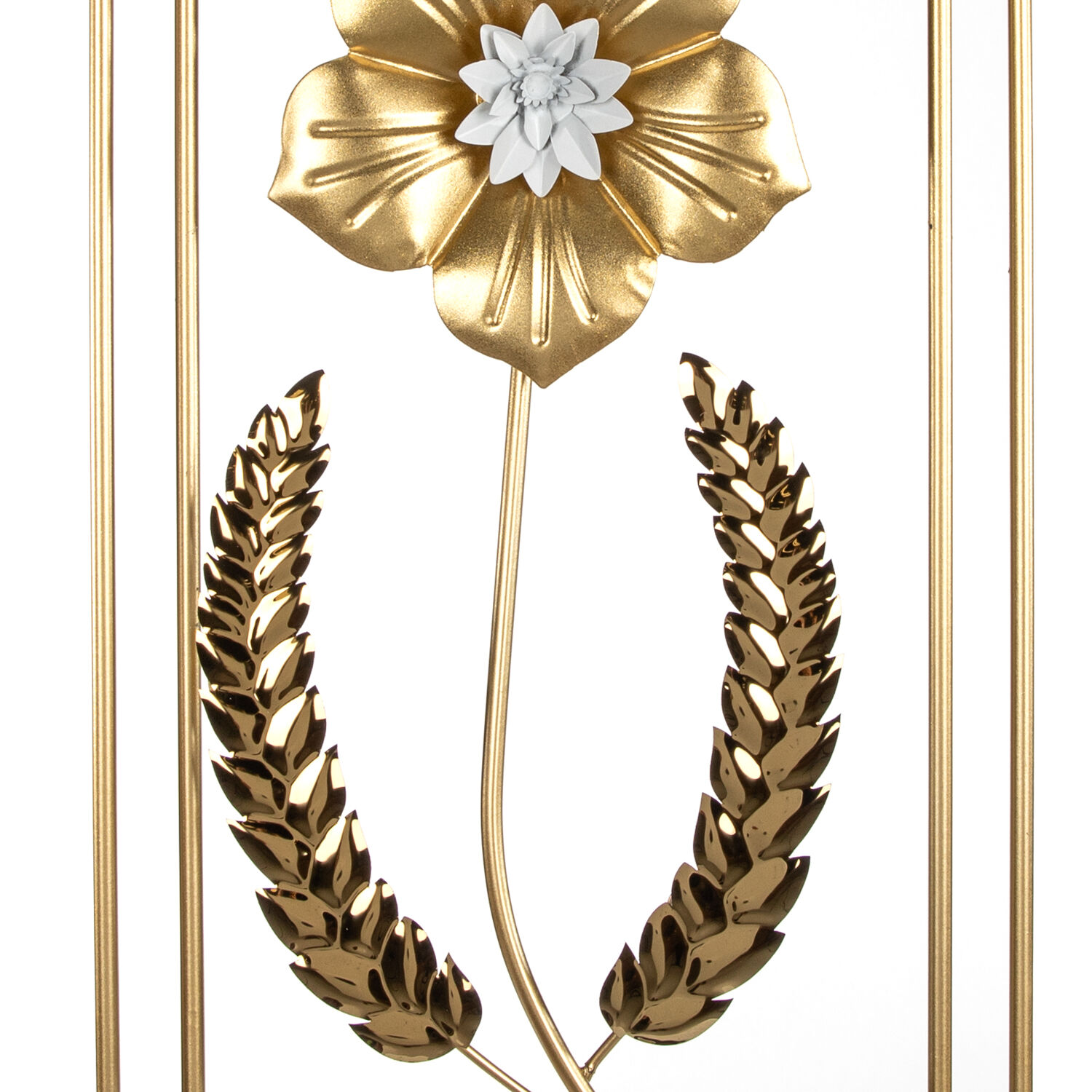 Metal Tablo Çiçek Desenli 3 Boyutlu Modern Gold 30x50 Cm.