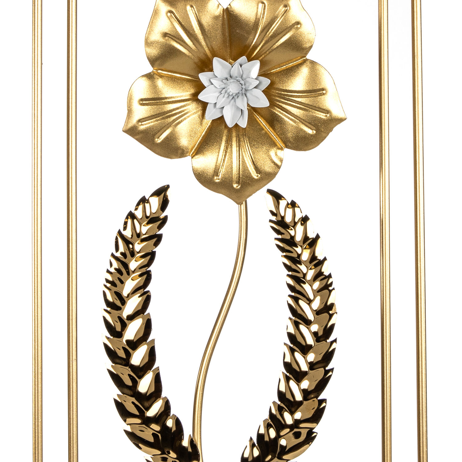 Metal Tablo Çiçek Desenli 3 Boyutlu Modern Gold 30x50 Cm.