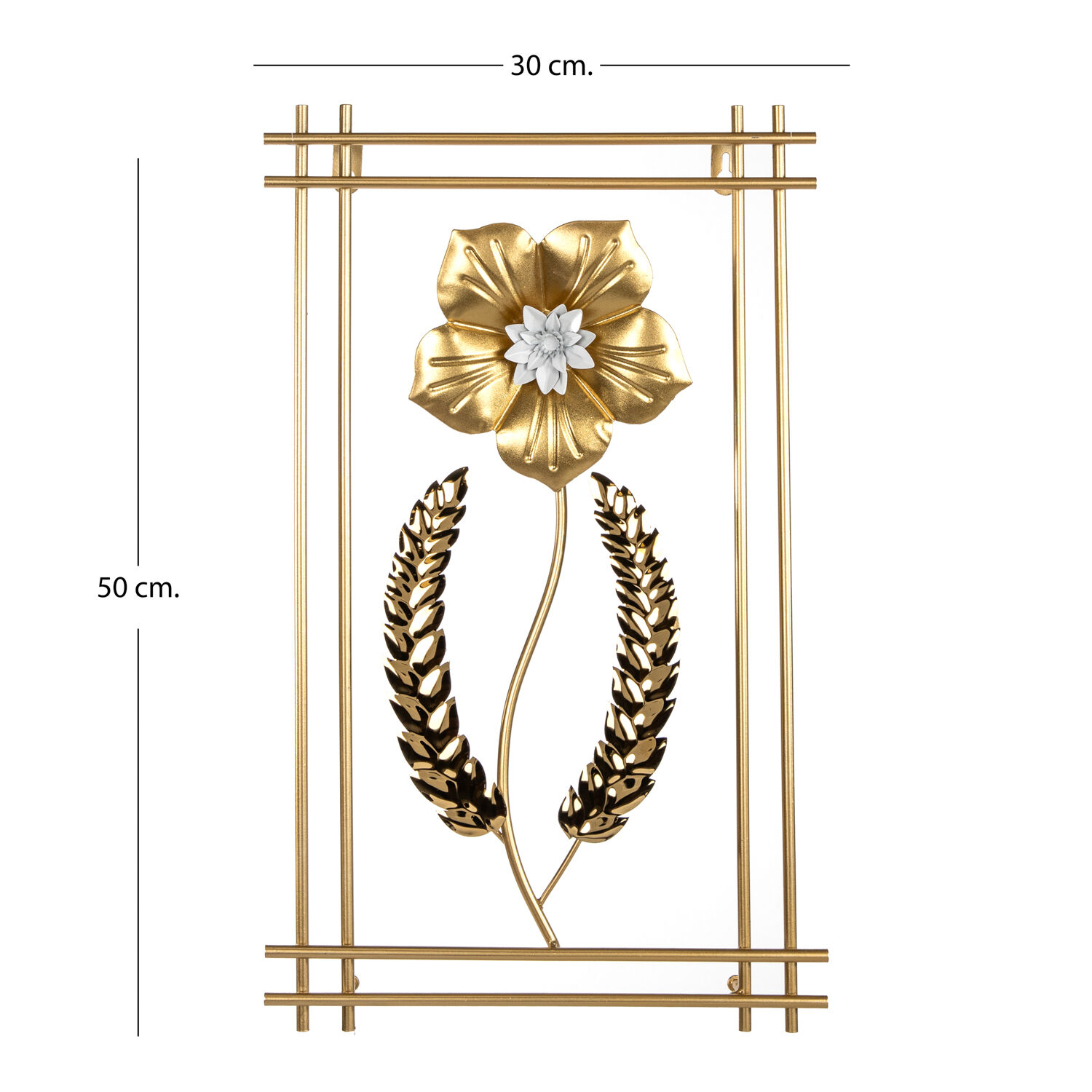 Metal Tablo Çiçek Desenli 3 Boyutlu Modern Gold 30x50 Cm.