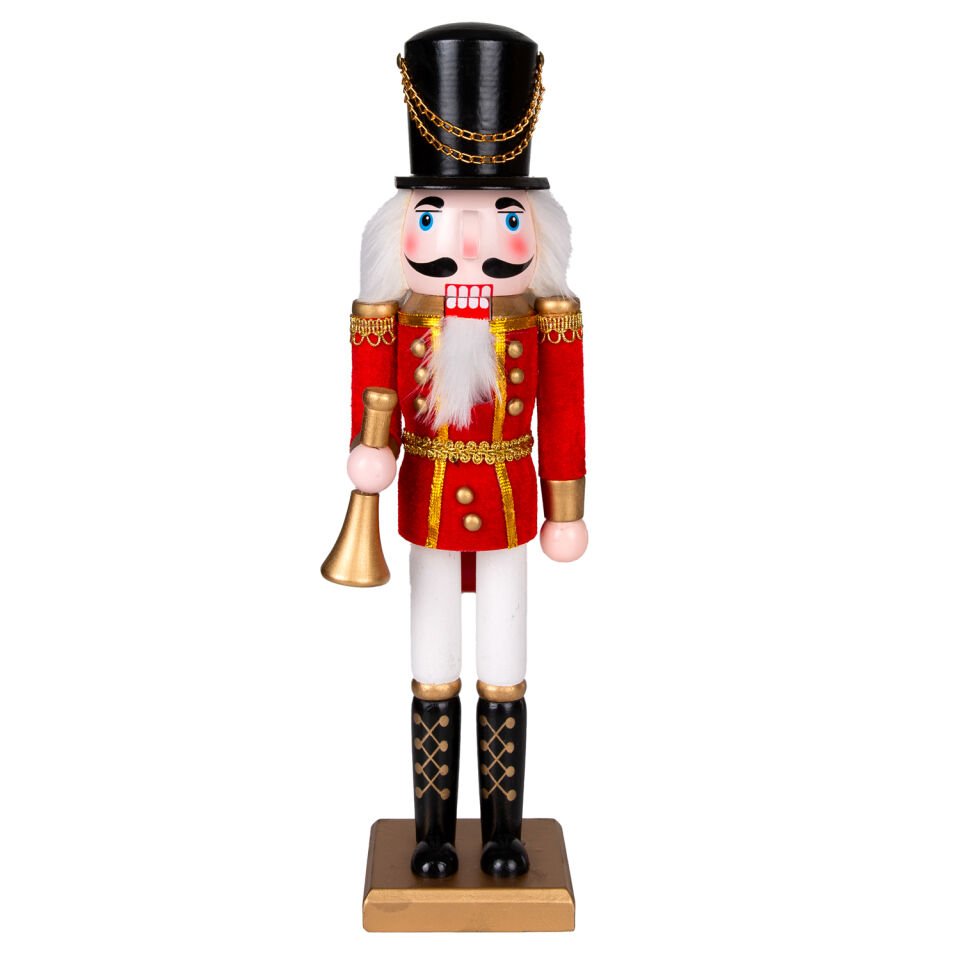 Yılbaşı Süsü, Kurşun Adam, Fındıkkıran, Kırmızı-Beyaz - Borazan Çalan, 9x38 cm