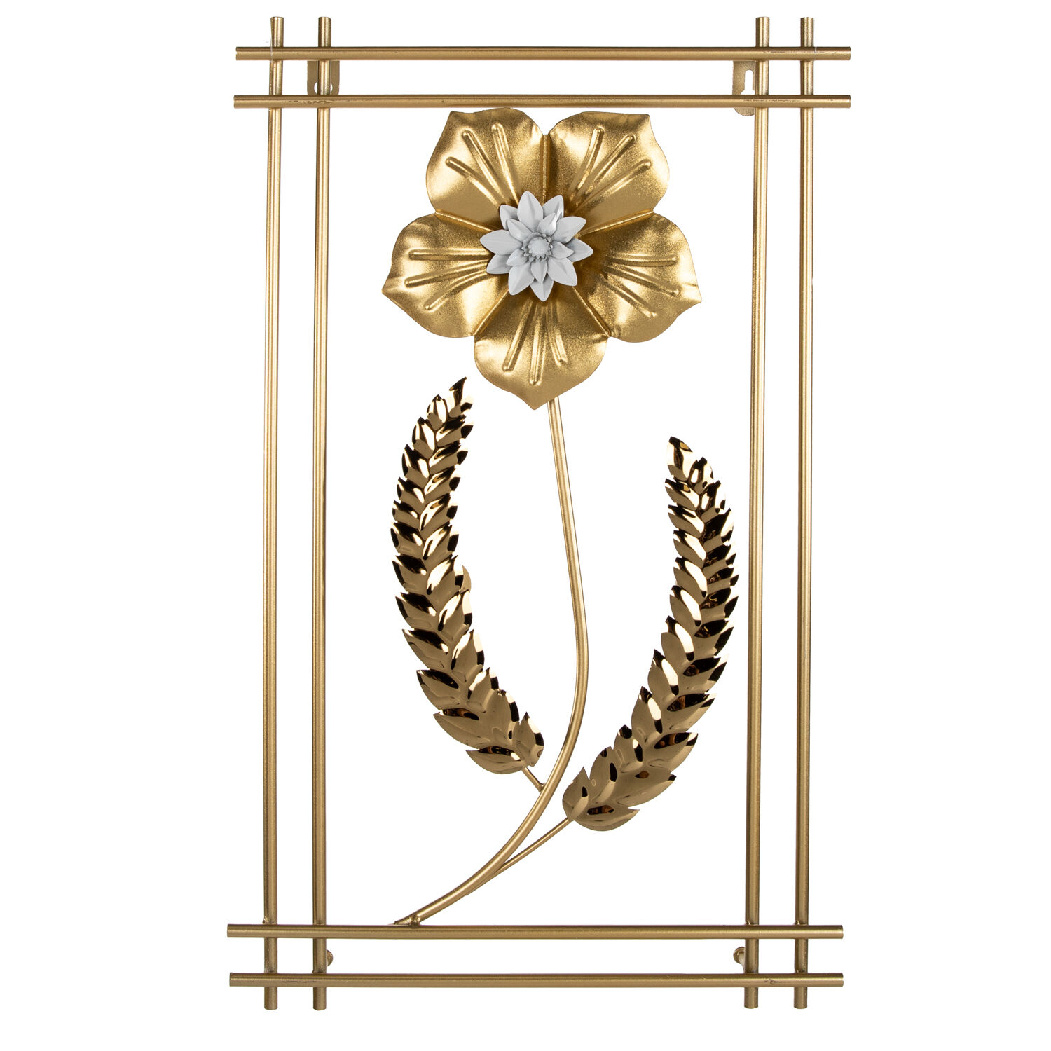 Metal Tablo Çiçek Desenli 3 Boyutlu Modern Gold 30x50 Cm.