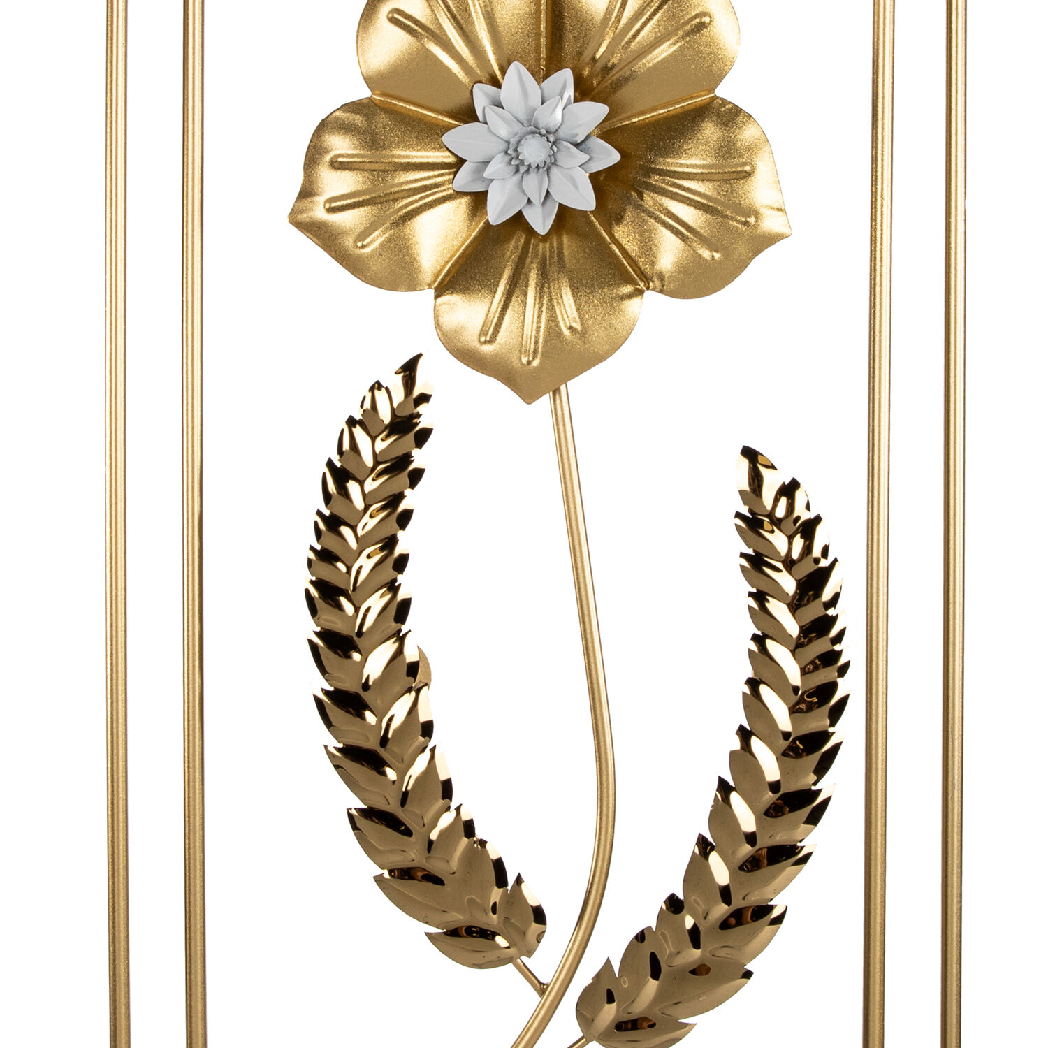 Metal Tablo Çiçek Desenli 3 Boyutlu Modern Gold 30x50 Cm.