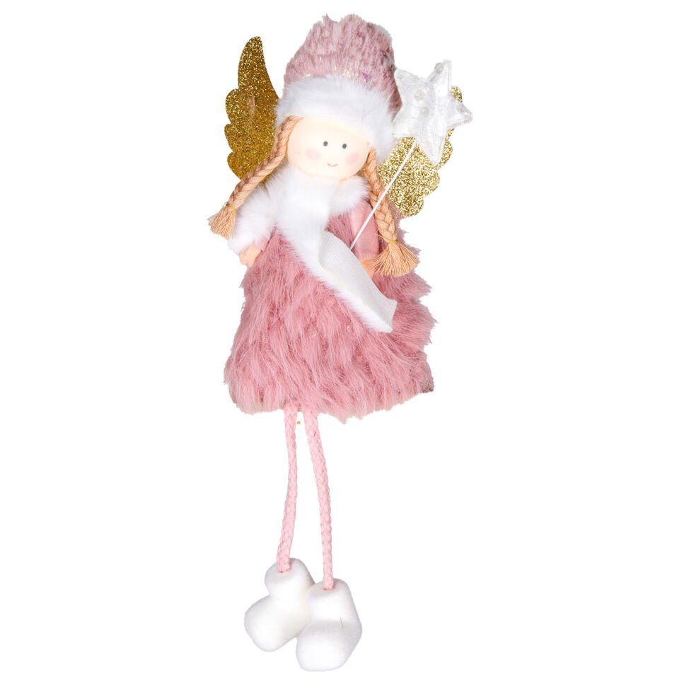 Yılbaşı Süsü, Peri Figürlü, Mercan Pempe - 11x34 cm