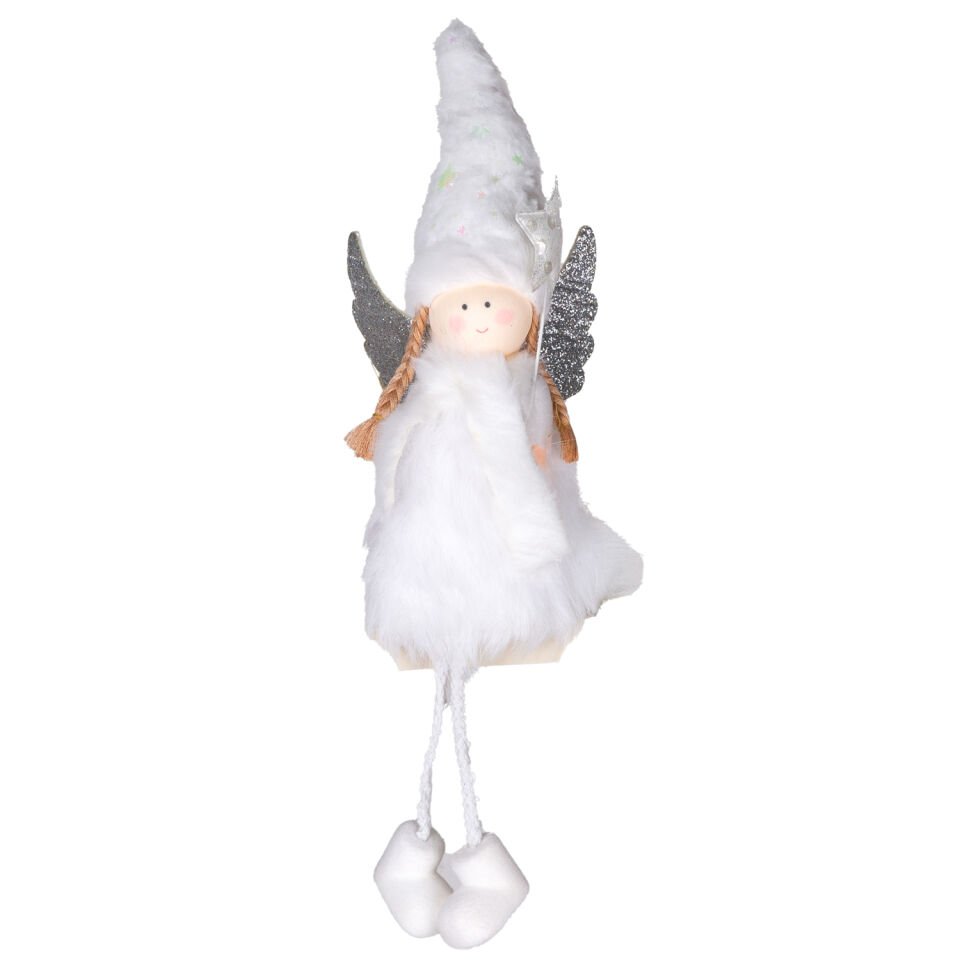 Yılbaşı Süsü, Peri Figürlü, Beyaz - 11x34 cm