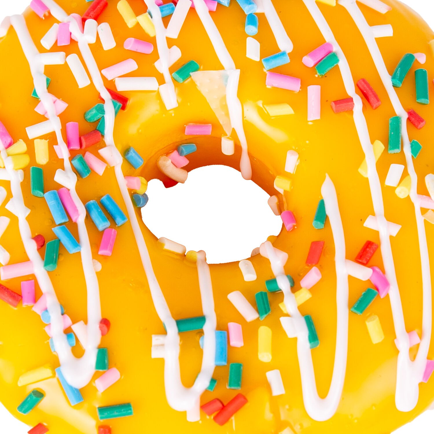 Yapay Donut, Muzlu, Üstü Renkli Granül Şekerli, Sarı - 10x4 cm