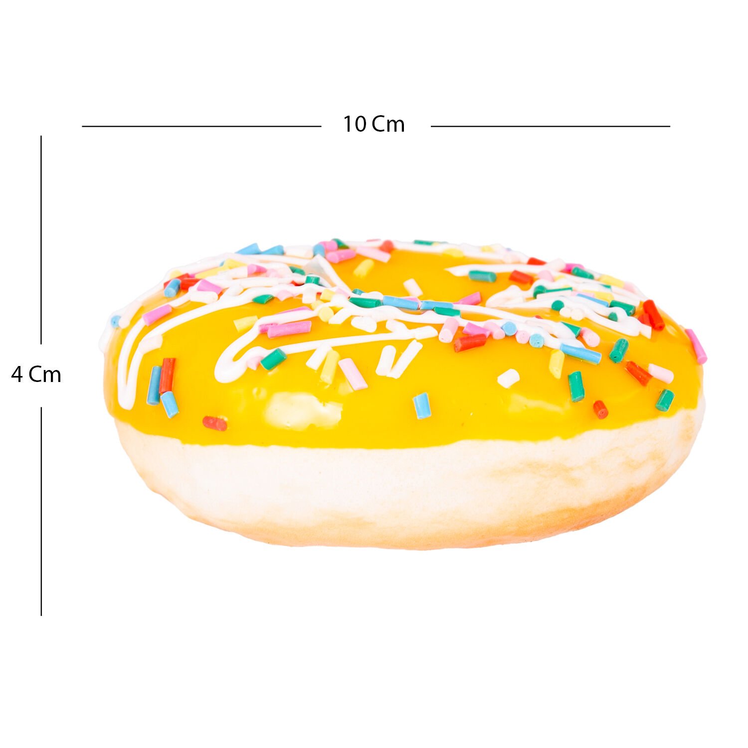 Yapay Donut, Muzlu, Üstü Renkli Granül Şekerli, Sarı - 10x4 cm