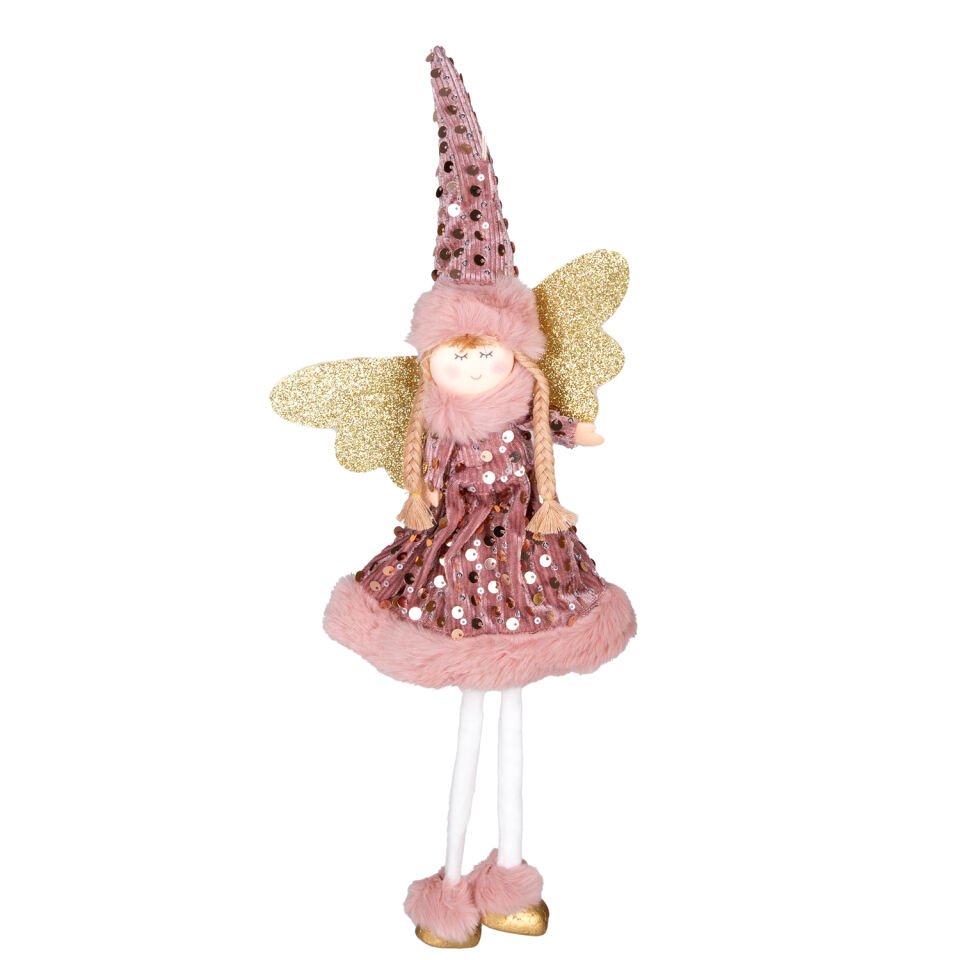 Yılbaşı Süsü, Peri Figürlü, Mercan Pembe - 18x45 cm