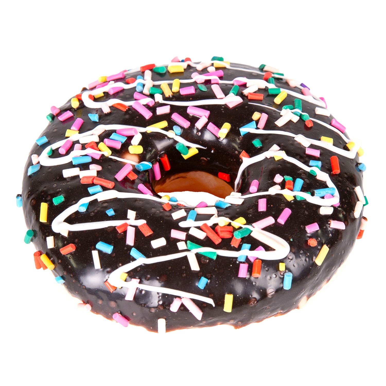 Yapay Donut, Çikolata, Üstü Renkli Granül Şekerli, Siyah - 10x4 cm