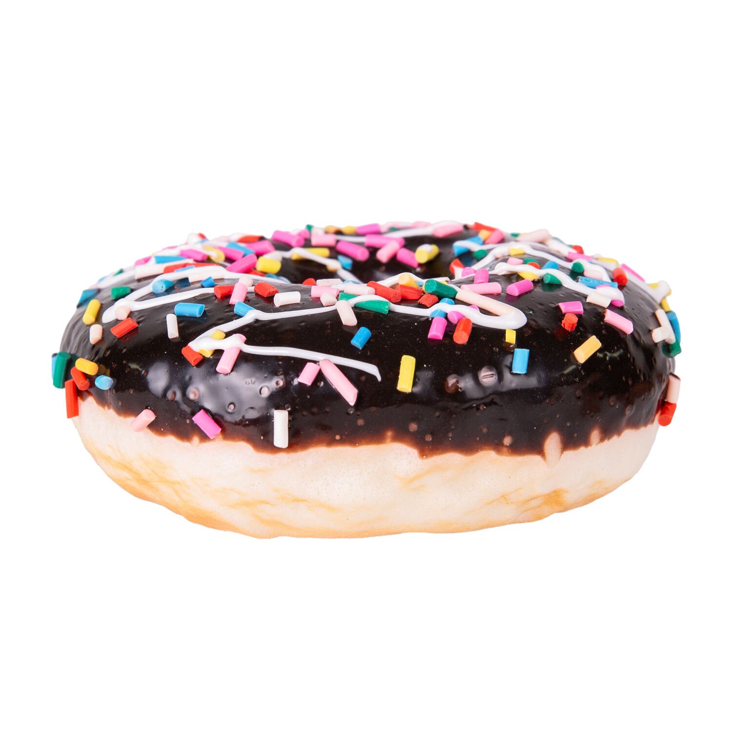 Yapay Donut, Çikolata, Üstü Renkli Granül Şekerli, Siyah - 10x4 cm