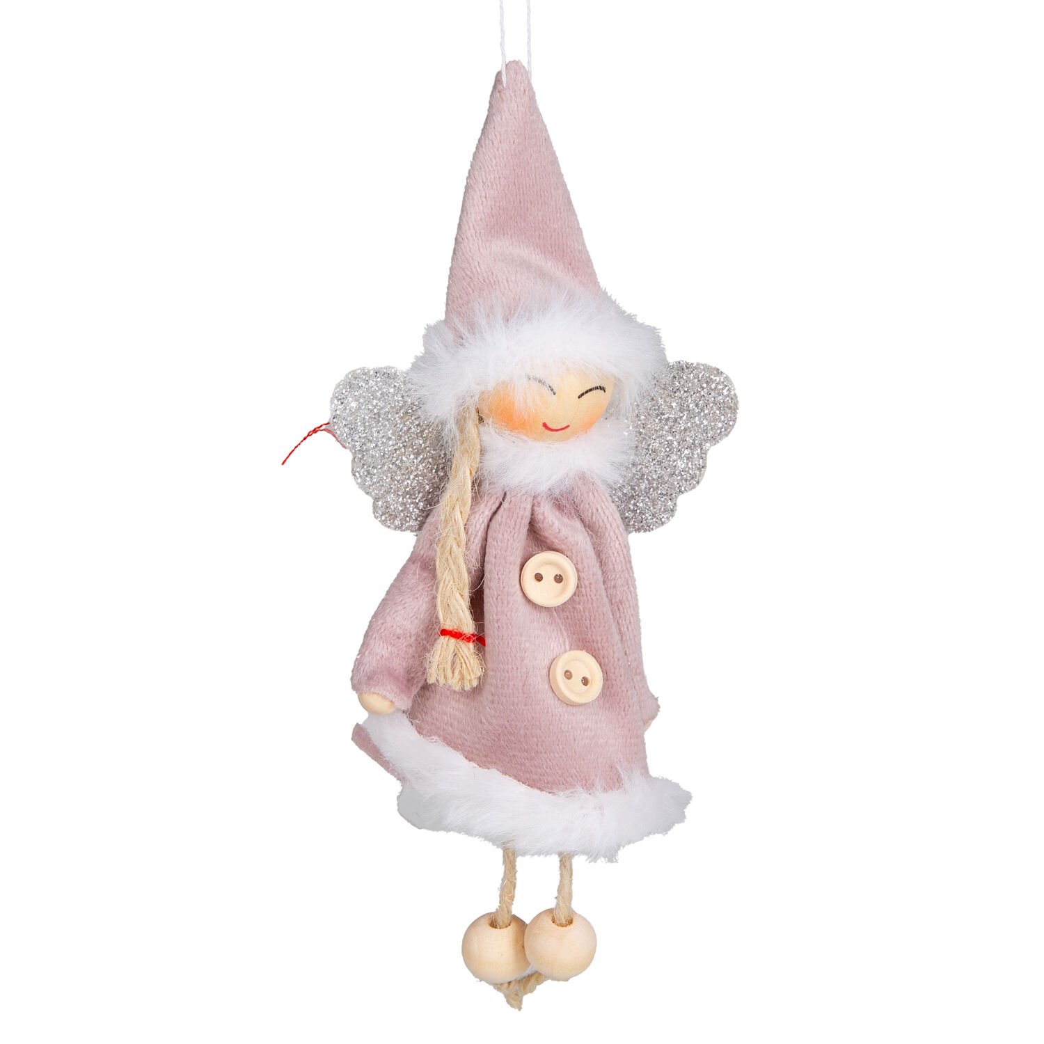 Yılbaşı Süsü, Peri Figürü, Karışık Renkli - Asmalı, Kumaş, Sarkan Ayaklı, Simli Kanatlı, Kutulu, 3'lü Paket, 14 cm