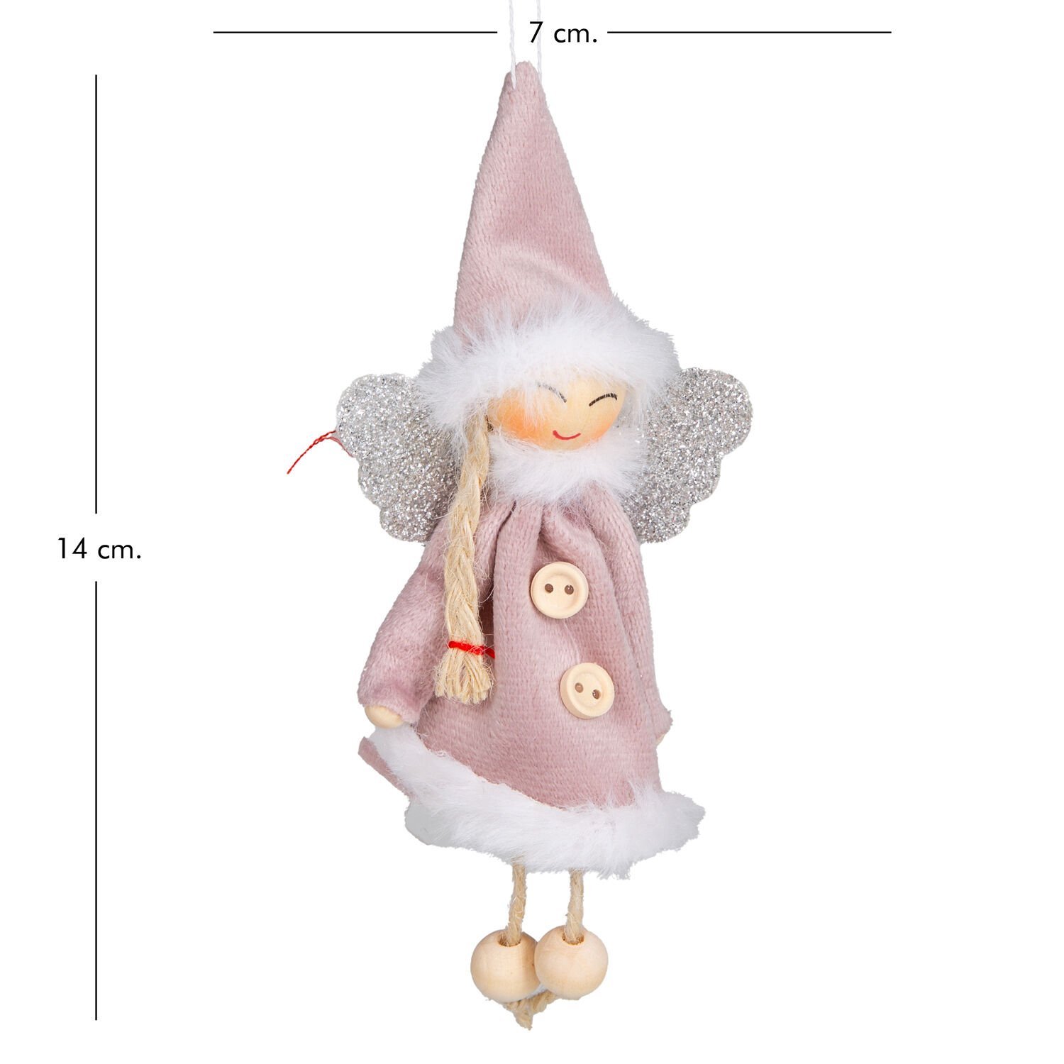 Yılbaşı Süsü, Peri Figürü, Karışık Renkli - Asmalı, Kumaş, Sarkan Ayaklı, Simli Kanatlı, Kutulu, 3'lü Paket, 14 cm