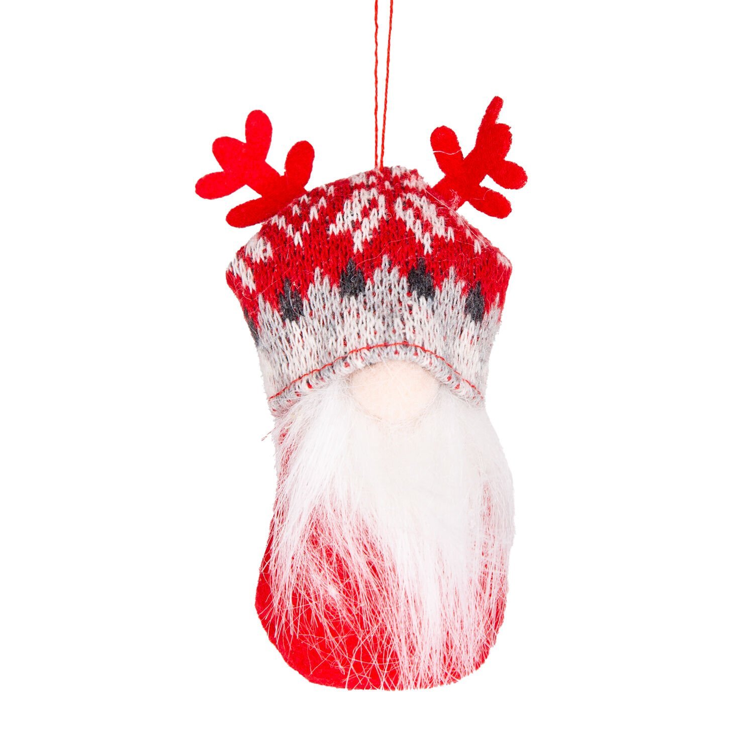 Yılbaşı Süsü, Cüce Figür, Örgü Şapkalı, Karışık Renkli - Sakallı, Kutulu, 6'lı Paket, 10 cm