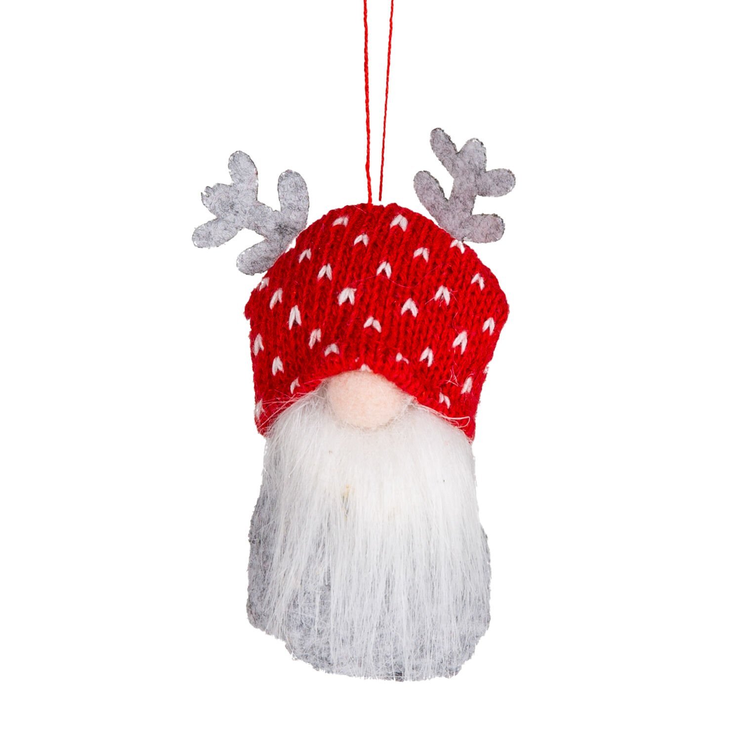 Yılbaşı Süsü, Cüce Figür, Örgü Şapkalı, Karışık Renkli - Sakallı, Kutulu, 6'lı Paket, 10 cm