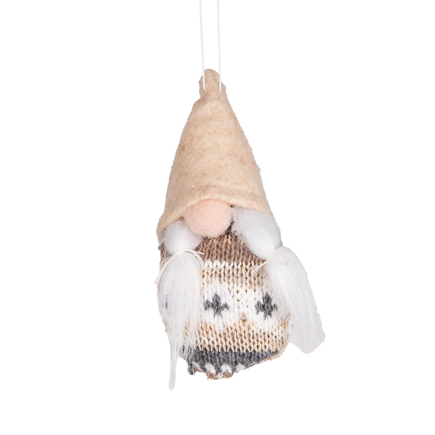 Yılbaşı Süsü, Cüce Figür, Örgü Şapkalı, Karışık Renkli - Sakallı, Kutulu, 6'lı Paket, 10 cm