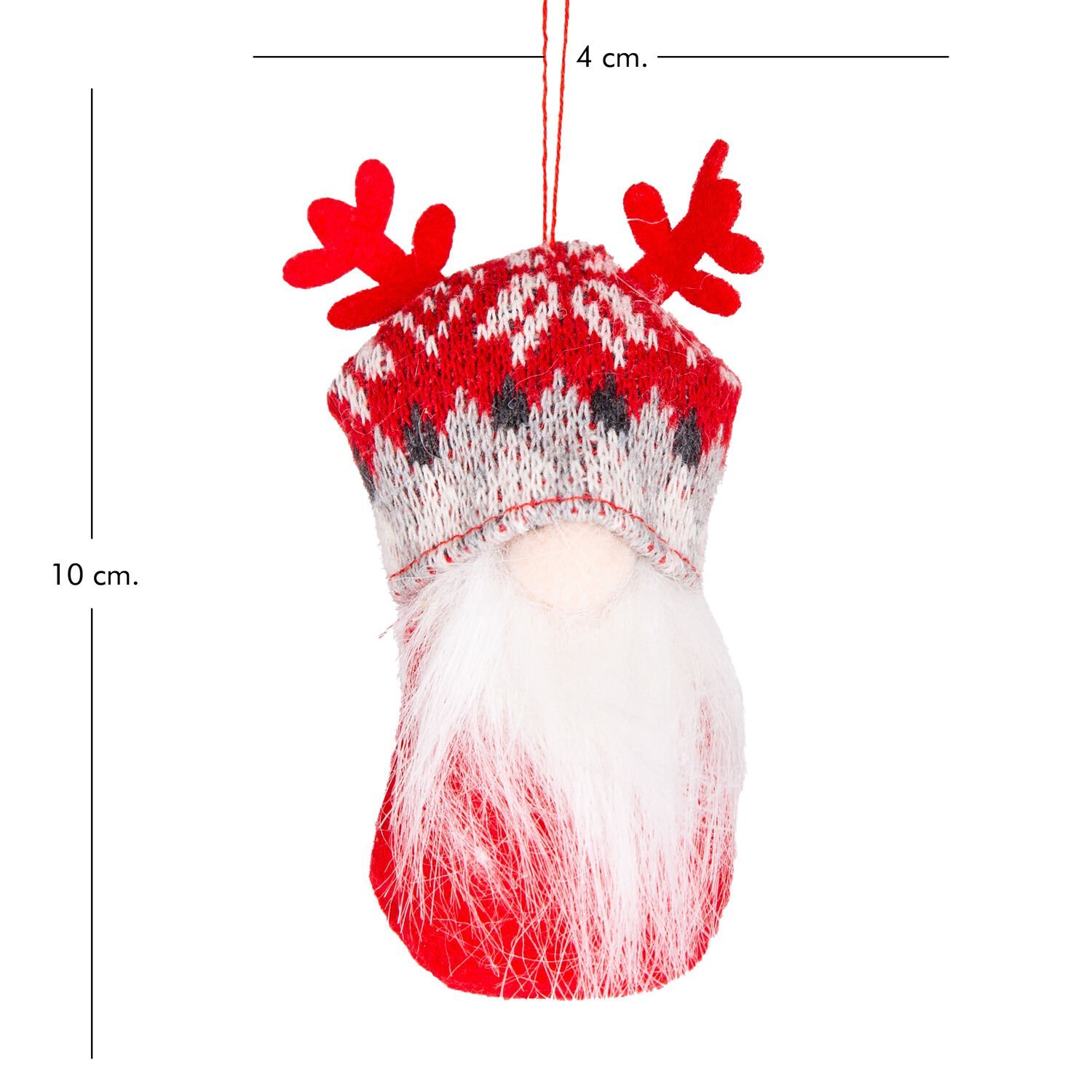 Yılbaşı Süsü, Cüce Figür, Örgü Şapkalı, Karışık Renkli - Sakallı, Kutulu, 6'lı Paket, 10 cm