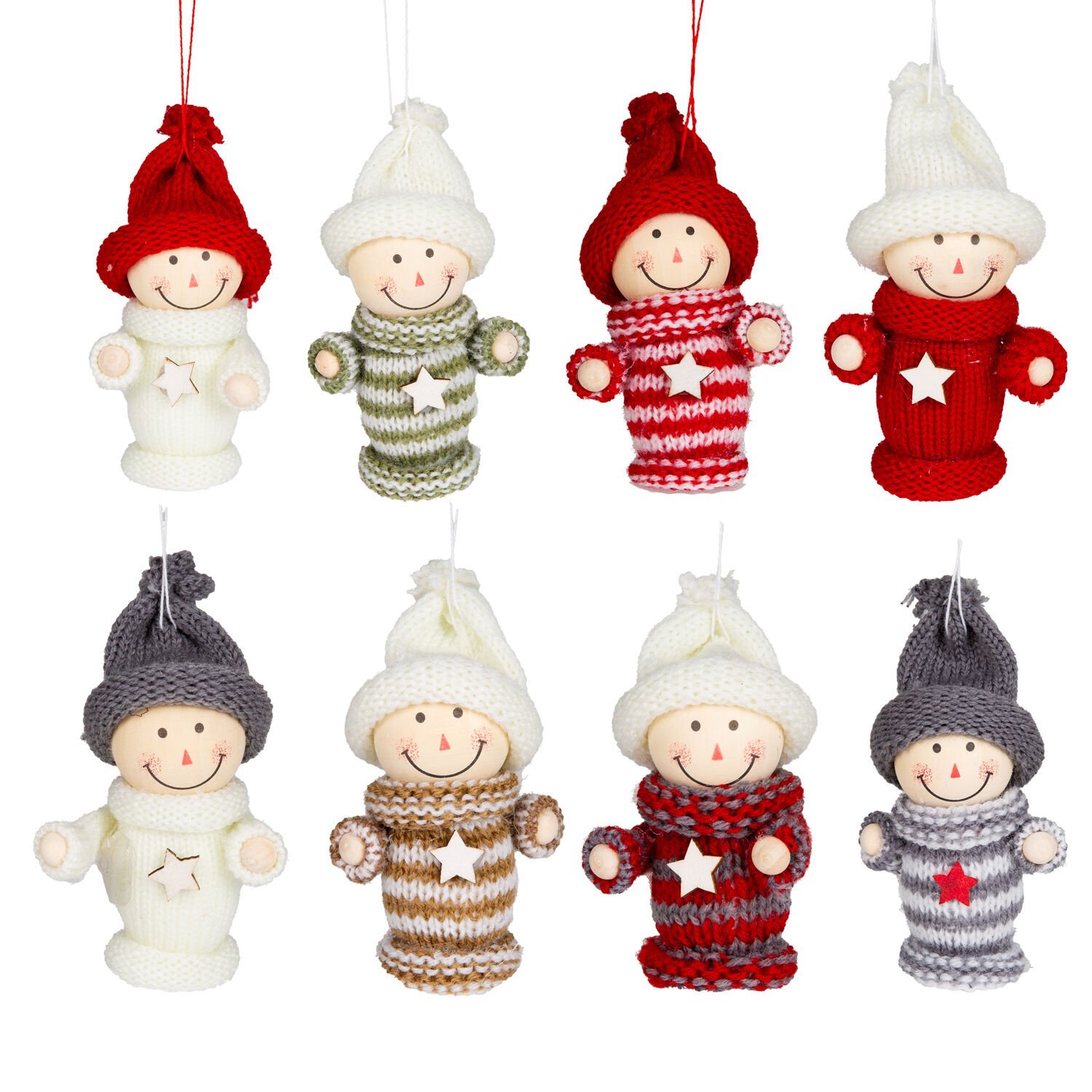 Yılbaşı Süsü, Örgü Figür, Karışık Renkli - Yıldızlı, Kutulu, 10'lu Paket, 8 cm