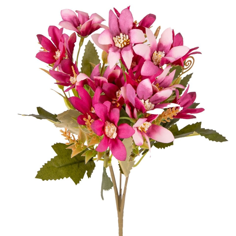 Yapay Çiçek, Lilyum-Zambak Demeti, Fuşya - 30 cm