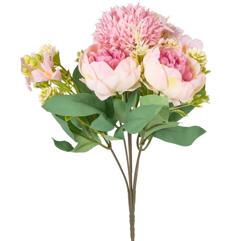 Yapay Çiçek, Şakayık Buket, Pembe - 6 Dal, 30 cm